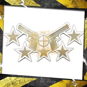Twin Gun Pistol Stars 3D Polished Stainless Steel Dual Layer Emblem Badge Decal - Bild 1 von 4