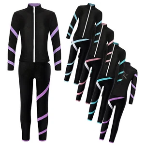 Kid Girls Tracksuit Gym Sweatsuit Performance Activewear Shirts Sportwear Top - Picture 1 of 57