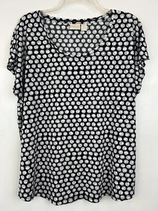 Chicos Top Donna 3 Camicia Senza Maniche Nera Stampa Manica Corta Slinky Maglia Liquida - Foto 1 di 8
