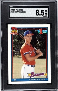 1991 O-Pee-Chee Chipper Jones #333 Rookie RC SGC 8.5 NM - Picture 1 of 2