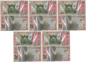 Mexico 5 pcs х 20 Pesos 2022 UNC 10.10.2022 P. W132 s Gerardo Esquivel Hernández - Picture 1 of 2