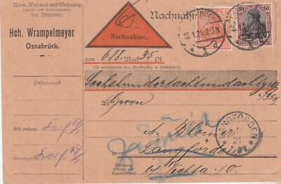 Money Order (Cash on Delivery), Osnabruck-Langforden for 688.35Mk, 15 Jan 1921 - Image 1 of 2