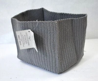 InterDesign Storage Box Ellis Hand Knit Cube Gray Heavy Duty Soft Flexible 9" - Image 1 of 4