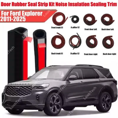For Ford Explorer 11-25 Door Rubber Seal Strip Kit Noise Insulation Sealing Trim - Imagem 1 de 4