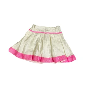 Room Seven Girls 7 Cream Pink A-line Mini Skirt Pleated Sequins Zip - Picture 1 of 4