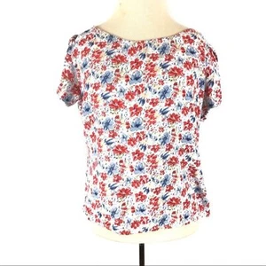 Blusa torso para mujer, talla S, talla S, con alfileres y agujas, azul rojo floral, flor abierta. - Imagen 1 de 5