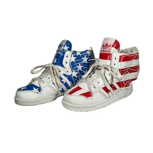 Adidas Jeremy Scott Stars And Stripes High Top Sneakers Youth SZ 13.5 - Picture 1 of 9