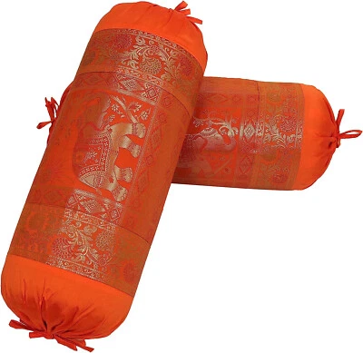 Decorative Bolster Pillow Indian Cylinder Ethnic Design Sofa Bolster Cover 5 PC - Image 1 of 4