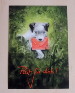 1x Postkarten Post für dich ! Hund Brief Cornelia Haendler - Picture 1 of 2