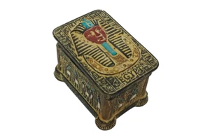 Vintage Handmade King Tutankhamun Wooden Jewelry Box Egyptian Pharaonic Gift Art - Picture 1 of 7