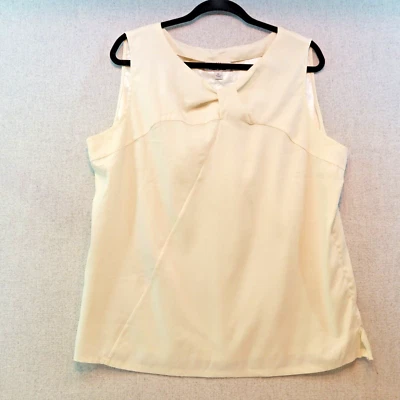 KATHLEEN KIRKWOOD Off White Cream Sleeveless Shell Top with Twist Neck, Sz XL - Image 1 of 4