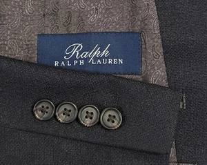 Ralph Lauren Silk Wool Blazer Sport Coat Sport Jacket 44L Dark Gray Crosshatch - Picture 1 of 11