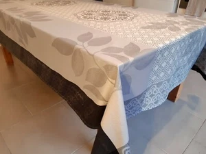 180*300cm Premium Jacquard Classic "Grey/SilverAutumnLeaf Motive" T/Cloth - Picture 1 of 10