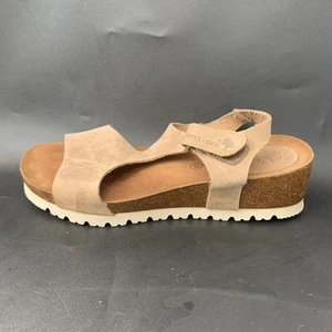 Inter Bios hellbraune Echtleder Keilabsatz Sandalen, Gr. 39 oder 8,5 9 Made in Spain - Bild 1 von 9