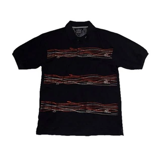 Koman Jeans Shirt Mens XL Black Embroidered Short Sleeve Y2K 90s Polo - Picture 1 of 4