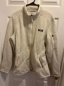 womens ll bean sweater fleece full-zip jacket Oatmeal Heather SZ XL regular - Picture 1 of 4