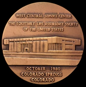 1980 Colorado Springs, CO Equitable Life Assurance Society Medal Bronze 63mm - Picture 1 of 2