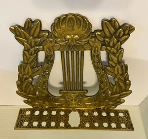 Vintage ornato foglie di arpa e design floreale ottone solo supporto musicale top-senza base - Foto 1 di 17