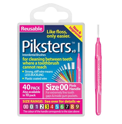 Piksters Interdental Brushes Size 00 Pink 40 Count for Superior Oral Hygiene - Image 1 of 4