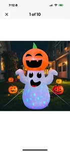 Fantasma calabaza inflable GVDV de 5 pies con luces LED coloridas de 360 ° para decoración - Imagen 1 de 4