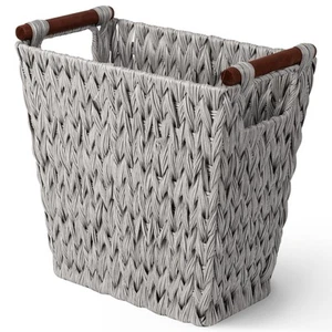 GRANNY SAYS geflochtener Papierkorb grau Weidenkorb mit Holzgriffen Weidenwa... - Bild 1 von 9