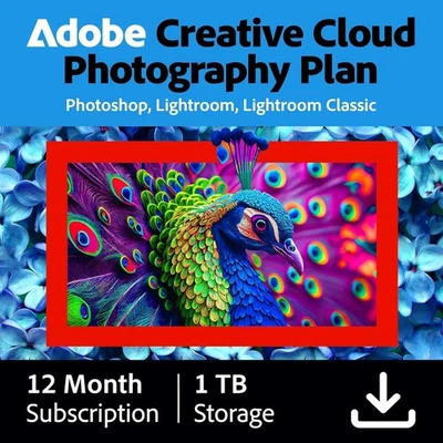 Adobe Creative Cloud Photography Plan Lightroom & Photoshop annual license 1TB - image 1 of 4