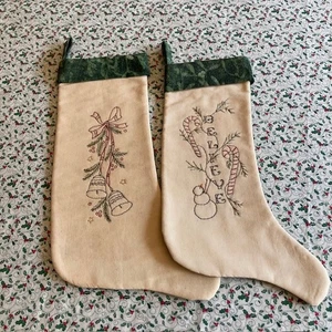 Hand Stitched Christmas Holiday Stockings - Picture 1 of 3