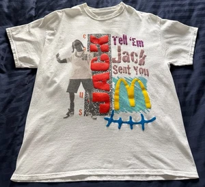 Travis Scott x McDonalds "Tell Em Jack Sent You" Tee White sz L *USED* cactus - Picture 1 of 11