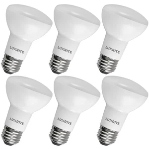 Luxrite BR20 LED Light Bulbs 6.5W=45W Bright White Dimmable 460LM E26 6 Pack - Picture 1 of 7