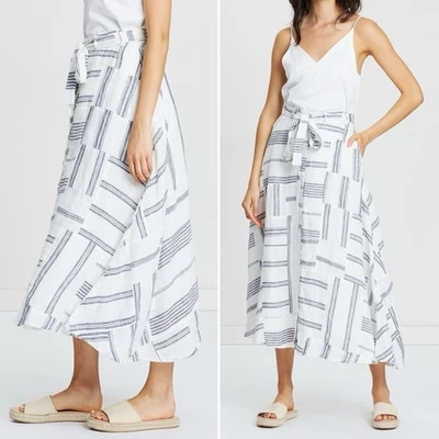 Maxi Falda Polo Ralph Lauren Patchwork Rayas Lino Blanco Azul Para Mujer’s Talla 0 Foto 1 de 4