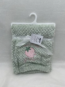 Duck Goose Strawberry Baby Blanket Green Watch Me Grow Waffle Fleece Girls 30x40 - Picture 1 of 14