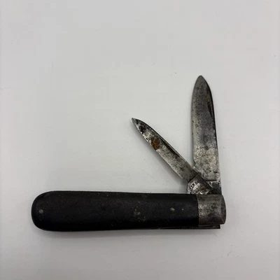 Vintage 2 Blade Pocket Knife Miller Bros Cutlery Co Meriden Wood Handles - Image 1 of 4