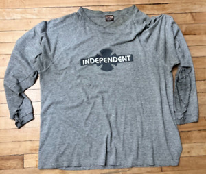 Vintage Independent Trucks Skate T-Shirt Sz L Gray Long Sleeve faded shredded