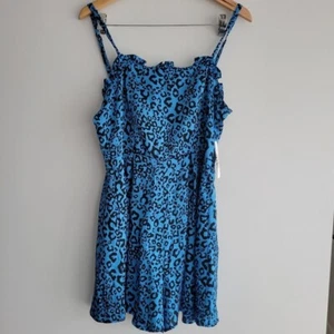 Aqua Women's Bloomingdale's Romper Cheetah Blue and Black Print Size M - Picture 1 of 7