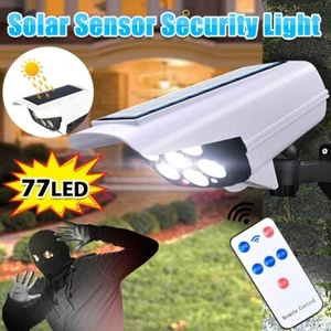 77 LED Solar Power PIR Motion Sensor Fake Camera Wall Light Outdoor Garden Lamp - Picture 1 of 12