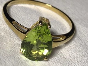9k Gold Rare Size! 2.77ct Flawless New Stunning Changbia Peridot Ring Size T/U - Picture 1 of 11
