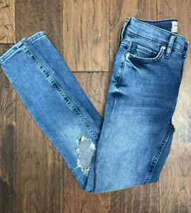Free People Jeans Size 25 Distressed Skinny Slim Medium Wash #61855-16515125 - Picture 1 of 5