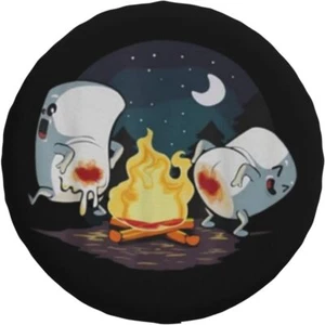 Camping Style Spare Wheel Cover Waterproof Marshmallow Fire Design Fits 14Tires - Picture 1 of 7