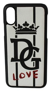 Funda Carcasa Teléfono DOLCE & GABBANA Cuero Blanco Corona Logo iPhone X PVP $200 - Imagen 1 de 7