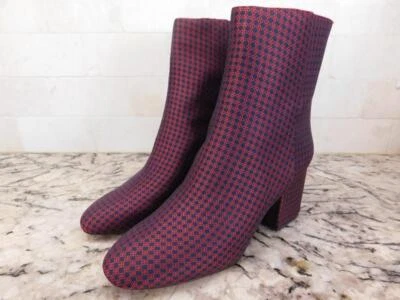 JCrew $178 Sadie Botines Seda Corbata Estampado Azul Marino Rojo K0071 8.5 Foto 1 de 3