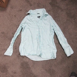 Talbots Blouse Womens 10P Green Irish Linen Button Up - Picture 1 of 11