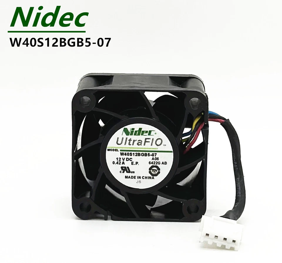 NIDEC W40S12BGB5-07 4028 4CM 12V 0.42A PWM Double Ball Large Air Volume Fan - Image 1 of 4