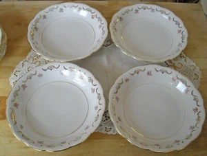 Cuencos de sopa vintage Homer Laughlin The Angelus Pink Roses 8" ~ Juego de 4 ~ - Imagen 1 de 12
