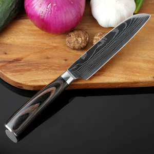Küchenmesser Profi Kochmesser Japanisches Damast Kohlenstoffstahl Santoku Messer - Bild 1 von 24