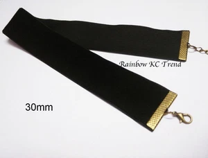30MM WIDE - 90's Black Velvet Choker Necklace Retro Gothic - Adjustable - Bild 1 von 3