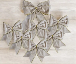 Christmas Tie on bows Champagne faux velvet 4.5" & 8" bows - Picture 1 of 6