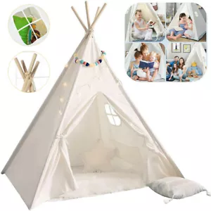 Breathable Play Teepee Tent with Mat for Kids Girls Boys Indoor Outdoor Foldable - Picture 1 of 12