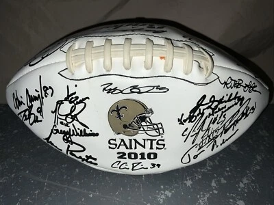 New Orleans Saints Football Litho Signed 2010 Team Drew Brees RARE Baden - Image 1 of 4