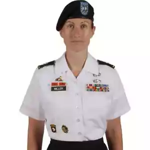 WOMEN FEMALE ARMY SERVICE UNIFORM ASU SHORT SLEEVE SHIRT TUCK IN 12 Reg - Picture 1 of 2