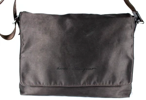 SALVATORE FERRAGAMO Brown Nylon Leather Trim Crossbody Messenger Bag - Picture 1 of 24